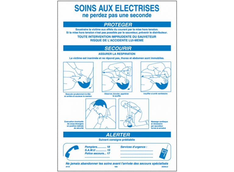 Affiche " soins aux électrisés "