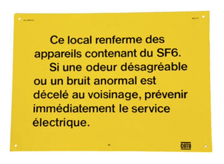 pancarte " ce local contient du gaz SF6 "